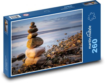 Kamienna wieża na brzegu jeziora - Puzzle 260 elementów, rozmiar 41x28,7 cm