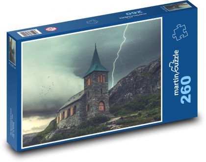 Búrka nad kostolom - Puzzle 260 dielikov, rozmer 41x28,7 cm