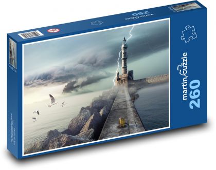 Blesk vnikajúci do kamenného móla - Puzzle 260 dielikov, rozmer 41x28,7 cm