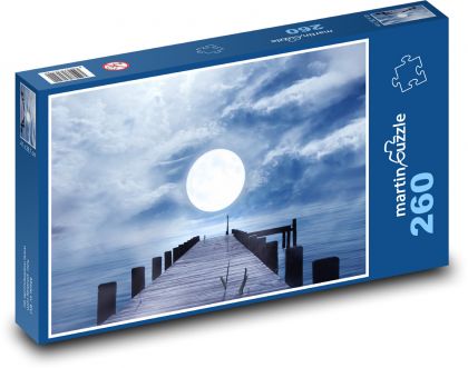 The moon at the end of the wooden pier - Puzzle 260 pieces, size 41x28.7 cm 