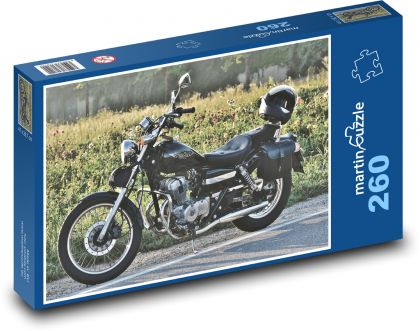 Elegantný motocykel s koženými taškami - Puzzle 260 dielikov, rozmer 41x28,7 cm
