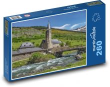 Kostel, hory, řeka Puzzle 260 dílků - 41 x 28,7 cm