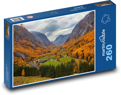 Údolí, podzim, hory - Puzzle 260 dílků, rozměr 41x28,7 cm