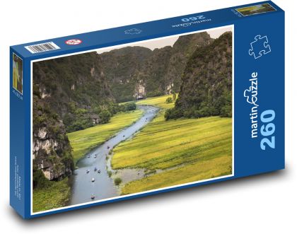Vietnam - lodní doprava - Puzzle 260 dílků, rozměr 41x28,7 cm