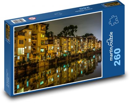 Nocne miasto nad rzeką - Puzzle 260 elementów, rozmiar 41x28,7 cm