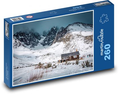 Sníh, horská bouda - Puzzle 260 dílků, rozměr 41x28,7 cm