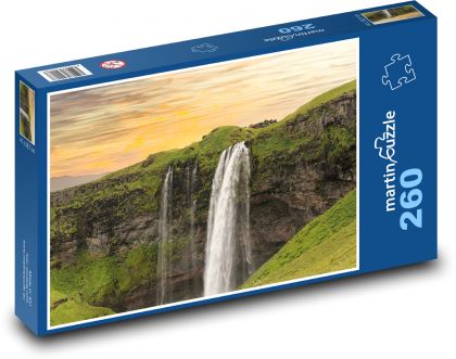 Islandia - wodospad - Puzzle 260 elementów, rozmiar 41x28,7 cm