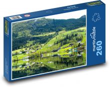 Vesnice u jezera - Fjordy Puzzle 260 dílků - 41 x 28,7 cm