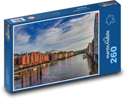 Norwegian city by the river - Puzzle 260 pieces, size 41x28.7 cm 