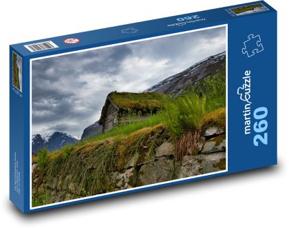 Holzhütte in der norwegischen Landschaft - Puzzle - 260 Teile