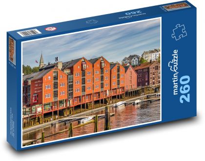 Norsko - domy u řeky - Puzzle 260 dílků, rozměr 41x28,7 cm