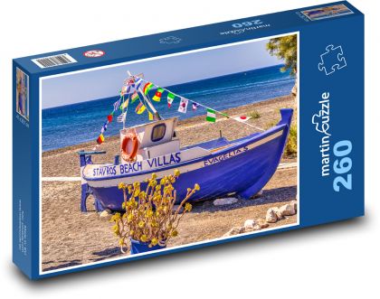 Ein farbenfrohes Fischerboot auf Kreta - Puzzle - 260 Teile