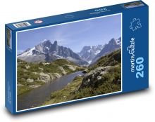Alpy, jezero, hory Puzzle 260 - 41x28,7 cm