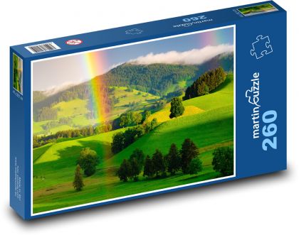 Grüne Hügel mit einem Regenbogen - Puzzle - 260 Teile