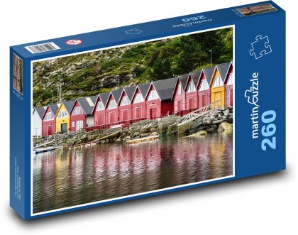 Norsko - rybářské domy - Puzzle 260 dílků, rozměr 41x28,7 cm