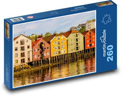 Norsko - domy - Puzzle 260 dílků, rozměr 41x28,7 cm