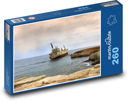 Wrak statku na wybrzeżu - Puzzle 260 elementów, rozmiar 41x28,7 cm