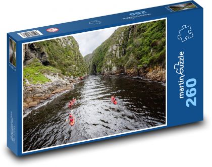 Żeglarze na rzece w górskim kanionie - Puzzle 260 elementów, rozmiar 41x28,7 cm
