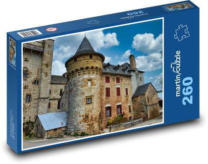 Kamienna twierdza z okrągłą wieżą - Puzzle 260 elementów, rozmiar 41x28,7 cm