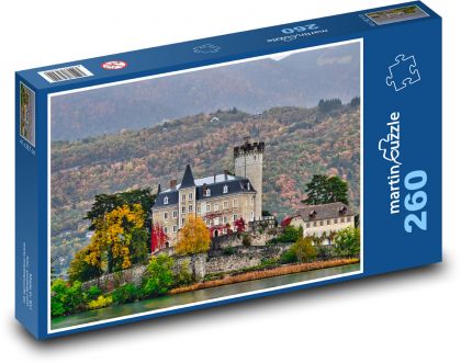 Zamek, forteca, jezioro - Puzzle 260 elementów, rozmiar 41x28,7 cm
