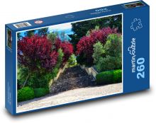 Park, schody, květiny Puzzle 260 dílků - 41 x 28,7 cm