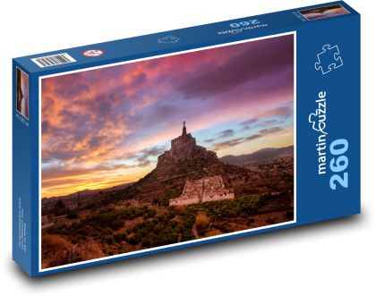 Západ slunce nad kamenným hradem - puzzle 260 dílků