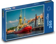 Historický přístav s lodí, Lübeck Puzzle 260 - 41x28,7 cm