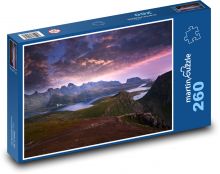 Horská krajina při západu slunce, Norsko Puzzle 260 - 41x28,7 cm