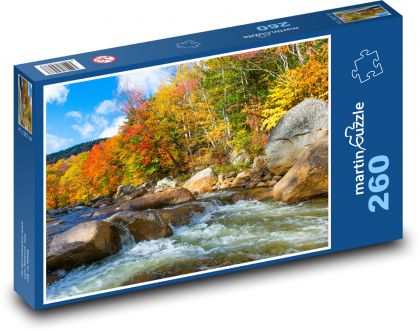 Jesienny las nad górską rzeką - Puzzle 260 elementów, rozmiar 41x28,7 cm