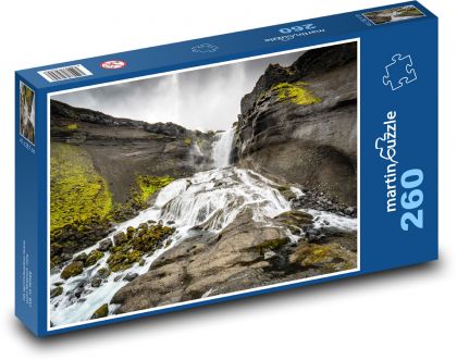 Island - vodopády - Puzzle 260 dielikov, rozmer 41x28,7 cm
