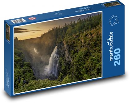 Švédsko, příroda, vodopád - Puzzle 260 dílků, rozměr 41x28,7 cm
