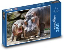 Nilpferd, Nilpferdjunges Puzzle 260 Teile - 41 x28,7 cm