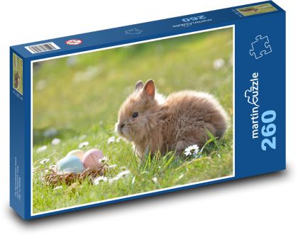 Zajíc - velikonoční zajíc, vejce - Puzzle 260 dílků, rozměr 41x28,7 cm