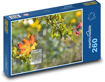 Podzim - sklenka, list - puzzle 260 dílků