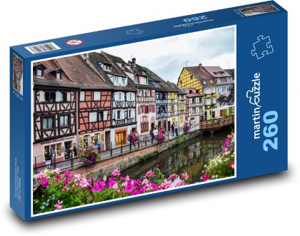 Ulice - domy, řeka - puzzle 260 dílků