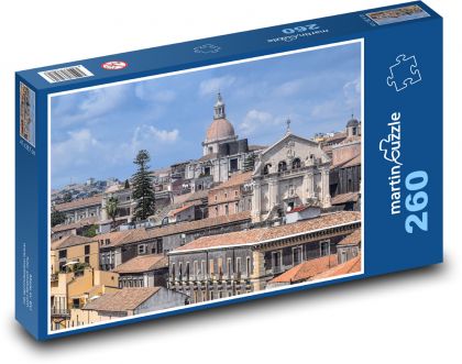 Mesto - budovy, kostol - Puzzle 260 dielikov, rozmer 41x28,7 cm