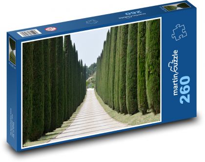 Cyprusy - stromy, cesta - Puzzle 260 dielikov, rozmer 41x28,7 cm