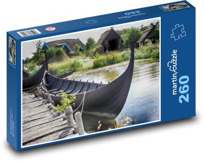 Loď - kanoe, viking - Puzzle 260 dílků, rozměr 41x28,7 cm