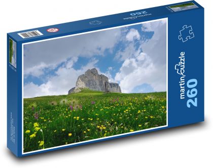 Blumenwiese - Blumen, Berge - Puzzle - 260 Teile