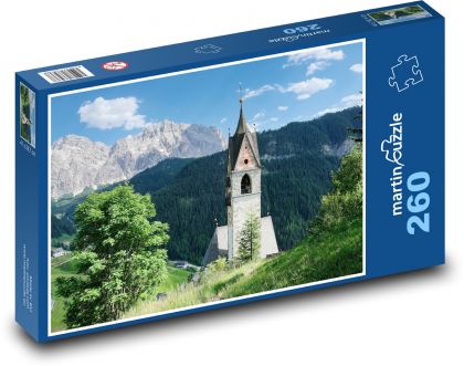 Kostel - krajina, hory - Puzzle 260 dílků, rozměr 41x28,7 cm