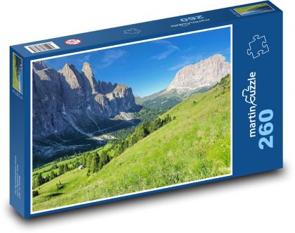 Alpy - lúka, hory - Puzzle 260 dielikov, rozmer 41x28,7 cm