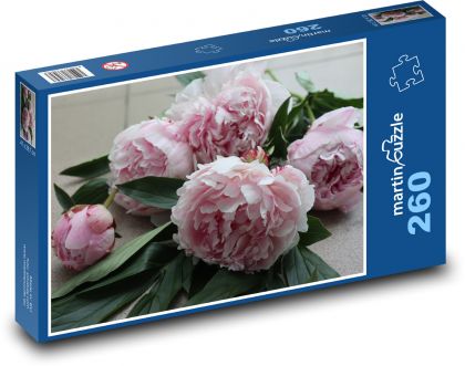 Pivonka - ružová kvetina - Puzzle 260 dielikov, rozmer 41x28,7 cm
