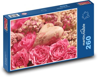 Heart - roses - Puzzle 260 pieces, size 41x28.7 cm 