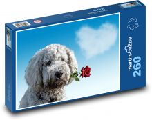 Pes nese růži k Valentýnu Puzzle 260 dílků - 41 x 28,7 cm