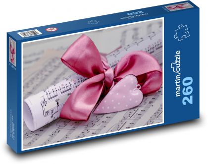 Prezent Walentynkowy Muzyka Arkuszowa - Puzzle 260 elementów, rozmiar 41x28,7 cm