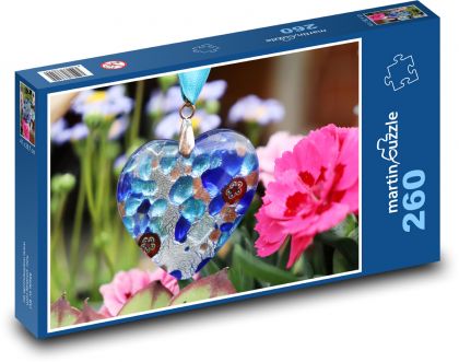 Modré srdce, romantika - Puzzle 260 dielikov, rozmer 41x28,7 cm