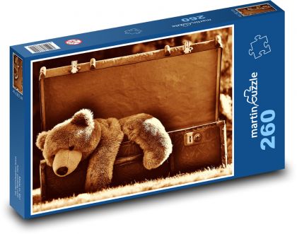 Kufr - plyšový medvěd - Puzzle 260 dílků, rozměr 41x28,7 cm