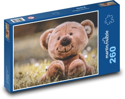 Teddy bear - toy, meadow - Puzzle 260 pieces, size 41x28.7 cm 