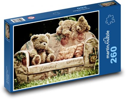 Medvěd - plyšový, gauč - Puzzle 260 dílků, rozměr 41x28,7 cm