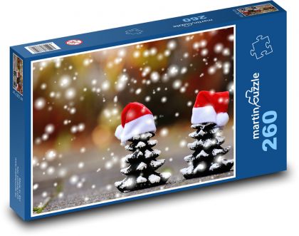 Vánoce - jedle, sníh - Puzzle 260 dílků, rozměr 41x28,7 cm